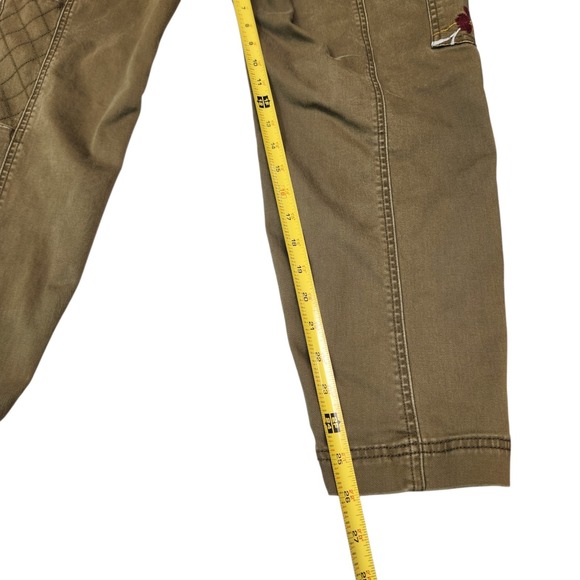 By Anthropologie Size 16W Olive Green Austin Utility Embroidered Pants Granola - Picture 10 of 13